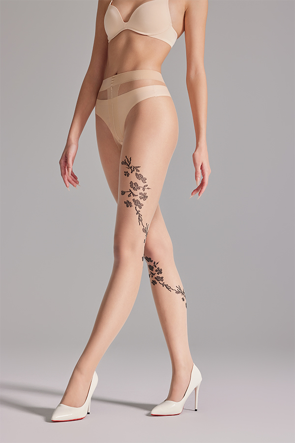 Matt beenden florale Jacquard -Strumpfhosen