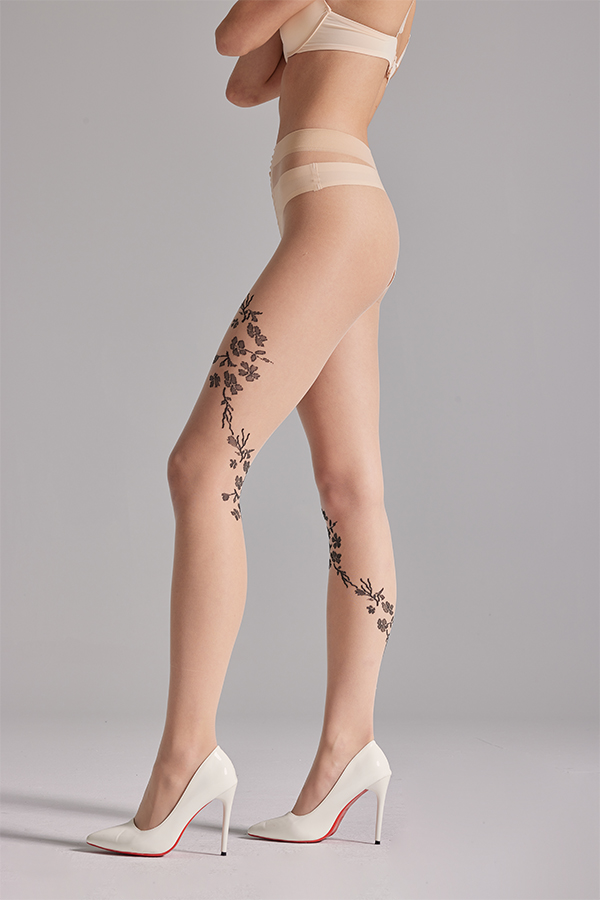 Matt beenden florale Jacquard -Strumpfhosen